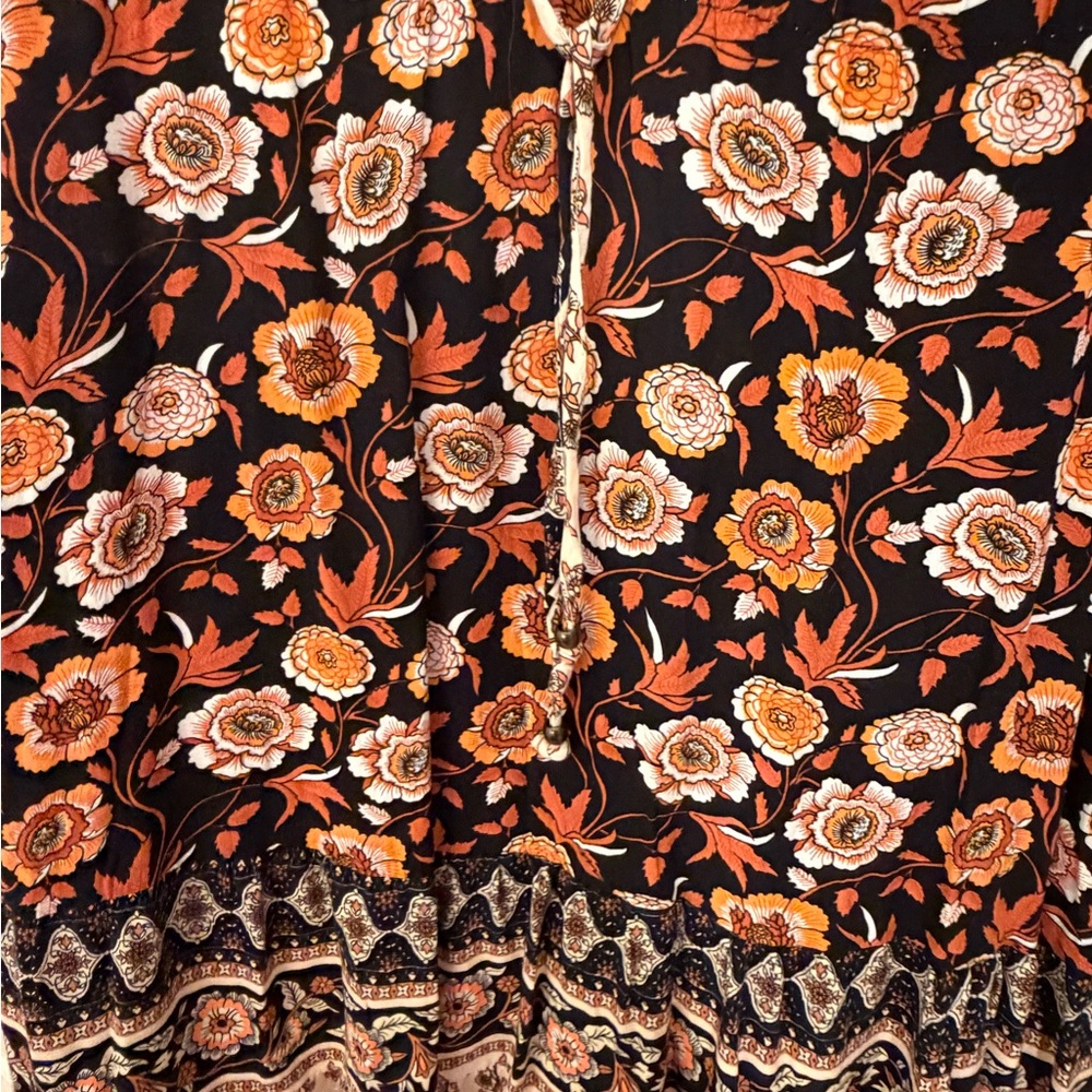 Bohemian Floral Maxi Dress in Cream and Black - Picture 7 of 7